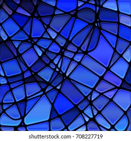 abstract vector stained-glass mosaic background - dark blue