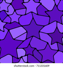 abstract vector stained-glass mosaic background - violet stars