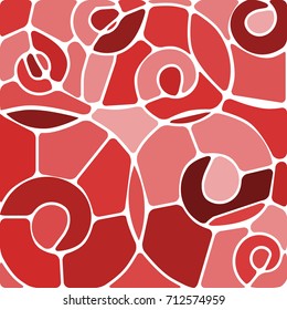 abstract vector stained-glass mosaic background - red spirals
