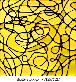 abstract vector stained-glass mosaic background - bright yellow