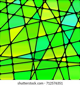 abstract vector stained-glass mosaic background - green and yellow