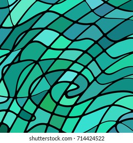 abstract vector stained-glass mosaic background - teal and blue