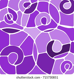 abstract vector stained-glass mosaic background - violet spirals