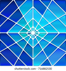 abstract vector stained-glass mosaic background - blue rhombus