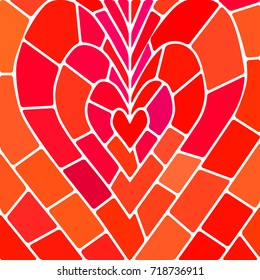 abstract vector stained-glass mosaic background - red heart