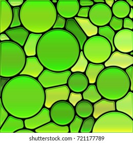 abstract vector stained-glass mosaic background - green circles