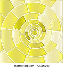 abstract vector stained-glass mosaic background - yellow spiral