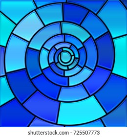 abstract vector stained-glass mosaic background - blue spiral