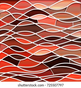 abstract vector stained-glass mosaic background - red waves