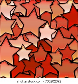 abstract vector stained-glass mosaic background - red stars