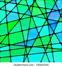 abstract vector stained-glass mosaic background - green and blue