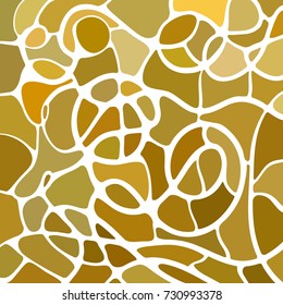 abstract vector stained-glass mosaic background - yellow and brown