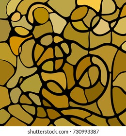 abstract vector stained-glass mosaic background - yellow and brown