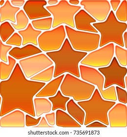 abstract vector stained-glass mosaic background - orange stars