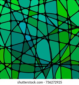 abstract vector stained-glass mosaic background - green and blue