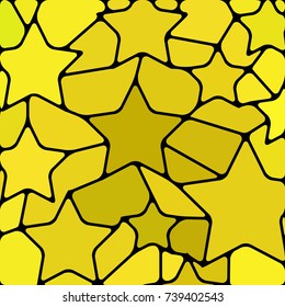 abstract vector stained-glass mosaic background - yellow stars