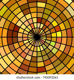 abstract vector stained-glass mosaic background - brown and yellow