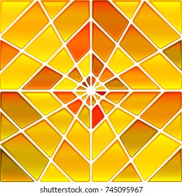 abstract vector stained-glass mosaic background - orange and yellow rhombus