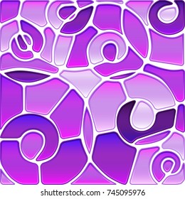 abstract vector stained-glass mosaic background - violet spirals