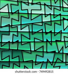 abstract vector stained-glass mosaic background - green nd teal