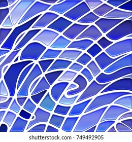 abstract vector stained-glass mosaic background - blue and violet