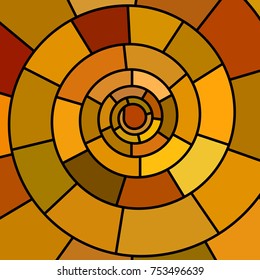 abstract vector stained-glass mosaic background - orange spiral