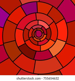 abstract vector stained-glass mosaic background - red spiral
