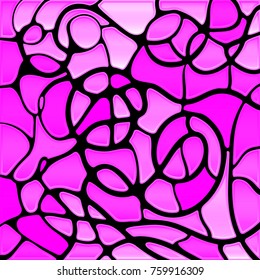 abstract vector stained-glass mosaic background - magenta and violet