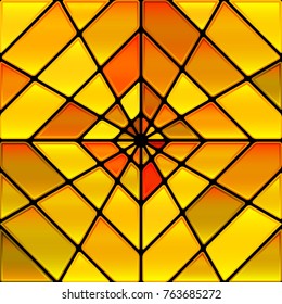 abstract vector stained-glass mosaic background - orange and yellow rhombus