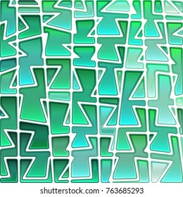 abstract vector stained-glass mosaic background - green and blue