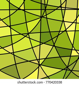 abstract vector stained-glass mosaic background - green and yellow