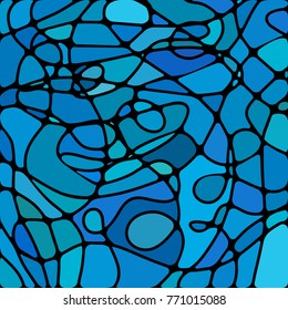 abstract vector stained-glass mosaic background - blue and gray