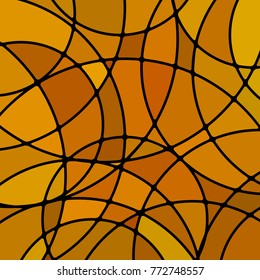 abstract vector stained-glass mosaic background - orange and brown