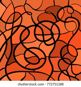 abstract vector stained-glass mosaic background - orange and brown