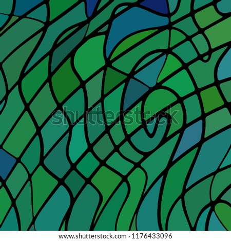 abstract vector stained-glass mosaic background - green and teal