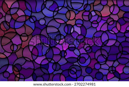 abstract vector stained-glass mosaic background - purple and violet circles