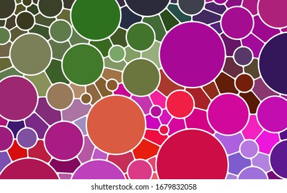 abstract vector stained-glass mosaic wide background with circles