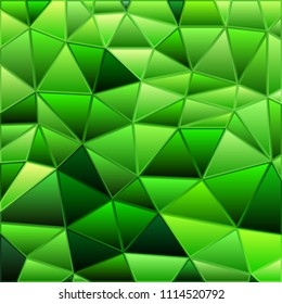 abstract vector stained-glass triangle mosaic background - green