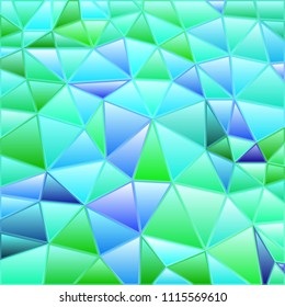 abstract vector stained-glass triangle mosaic background - green and blue
