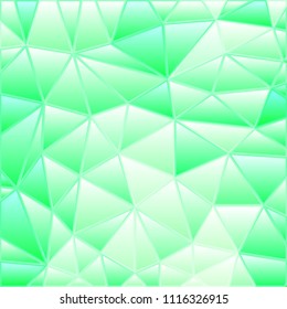 abstract vector stained-glass triangle mosaic background - light green