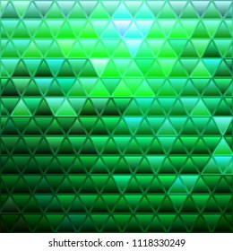 abstract vector stained-glass triangle mosaic background - green