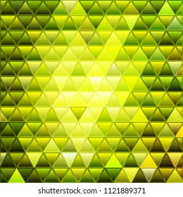 abstract vector stained-glass triangle mosaic background - green and yellow