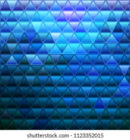 abstract vector stained-glass triangle mosaic background - bright blue
