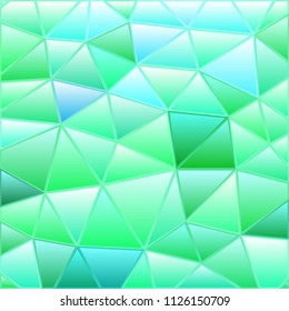 abstract vector stained-glass triangle mosaic background - green and blue