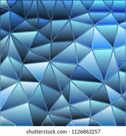 abstract vector stained-glass triangle mosaic background - blue