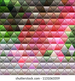 abstract vector stained-glass triangle mosaic background - red and green