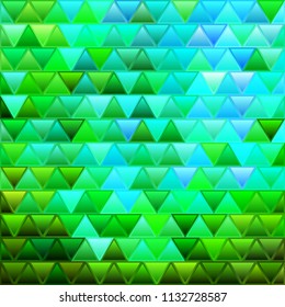 abstract vector stained-glass triangle mosaic background - green and blue