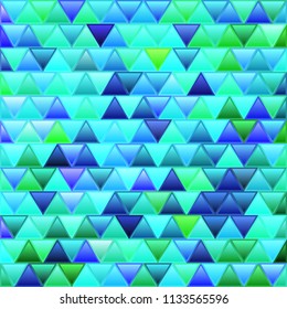 abstract vector stained-glass triangle mosaic background - green and blue