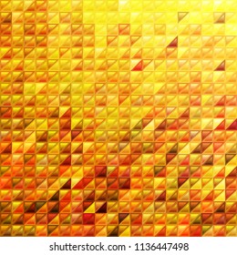 abstract vector stained-glass triangle mosaic background - orange and yellow