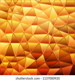 abstract vector stained-glass triangle mosaic background - orange and yellow